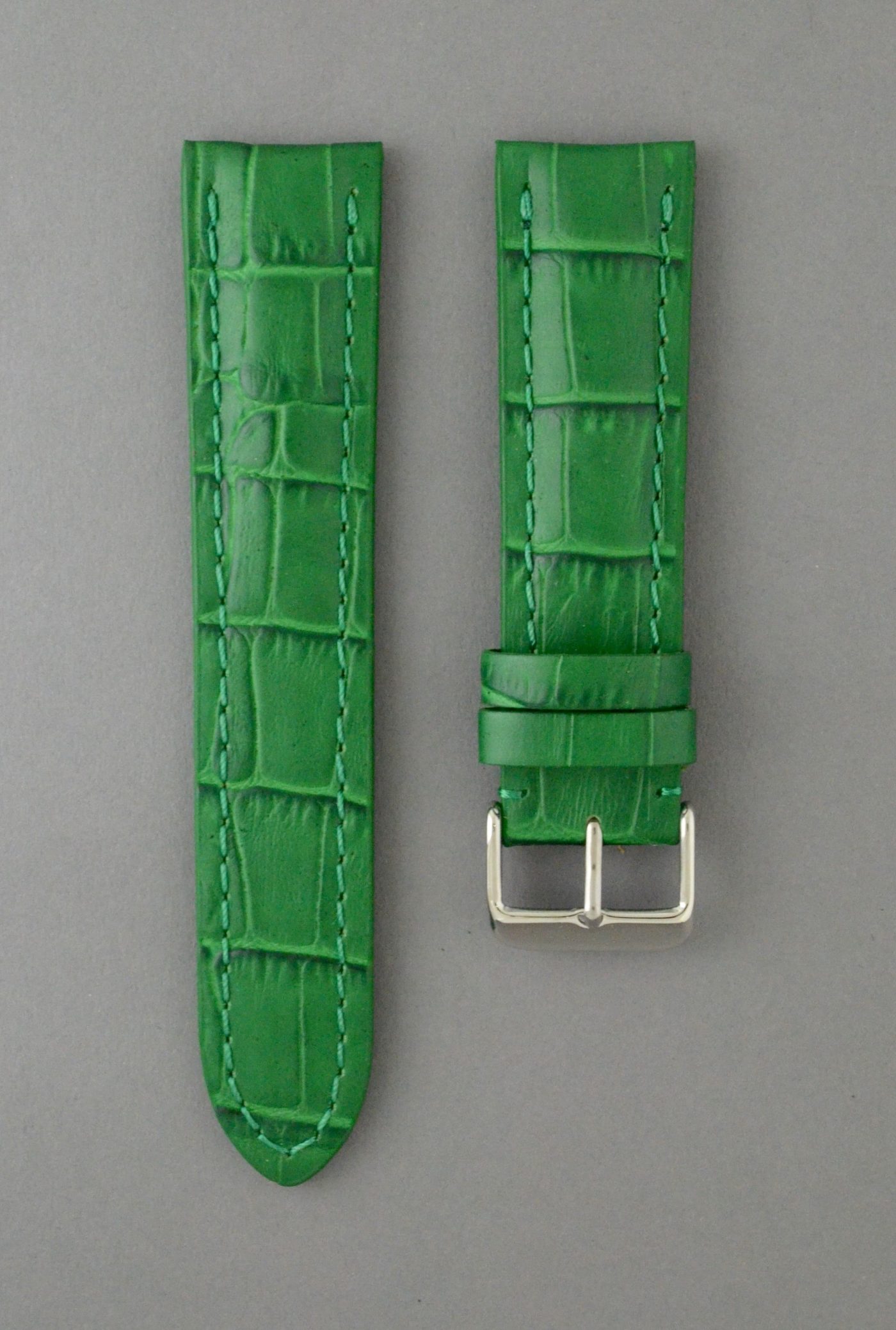 PTB 壓鱷魚紋牛皮錶帶 - 綠色（僅適用於 Breitling 百年靈方扣錶款）