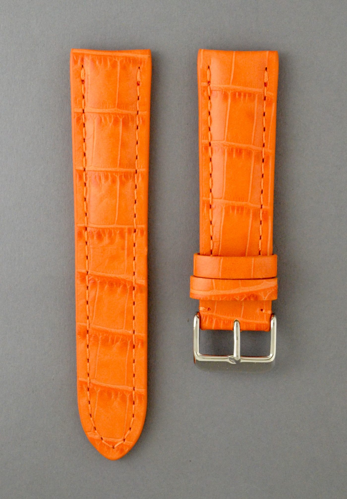PTB 壓鱷魚紋牛皮錶帶 - 橘色（僅適用於 Breitling 百年靈方扣錶款）
